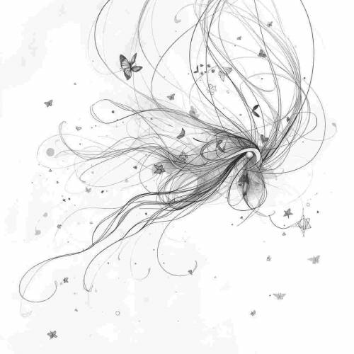 Celestial Minimalist Line Art – Elegant Fantasy Line Illustration